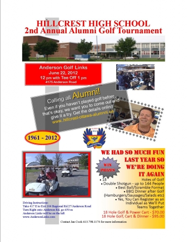 2nd Annual HHS Alumni Golf Tournament June 22, 2012 at Anderson Links - See Golf page for info